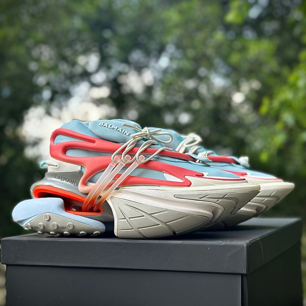 Balmain Blue And Pink Unicorn Sneakers - Picture 5 of 9